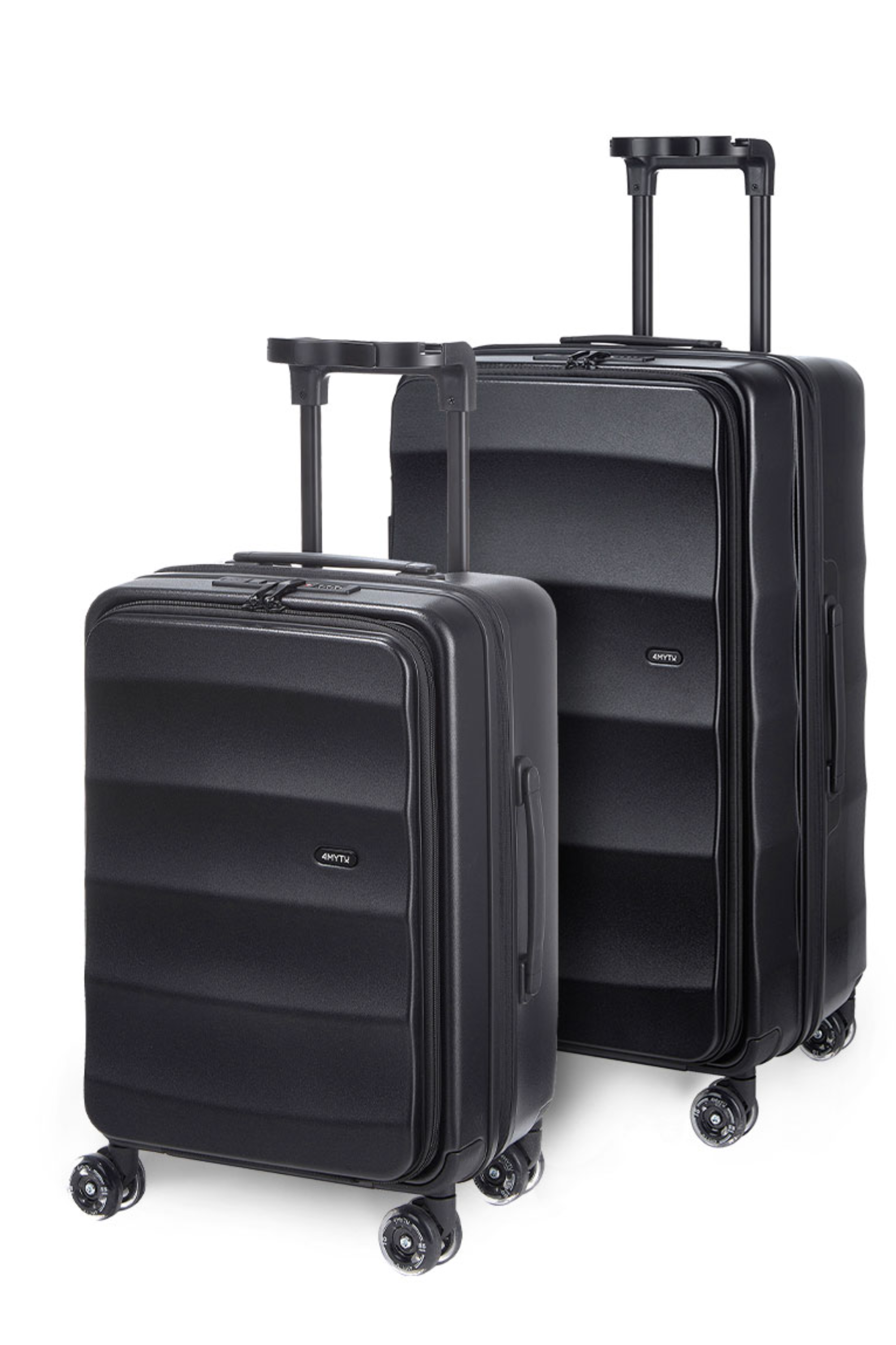 Front Opening Luggage Set with Cup Holder and USB Charger Large Capacity Multifunctional Ultra Quiet Smooth Wheels and Dry and Wet Separation in Jet Black