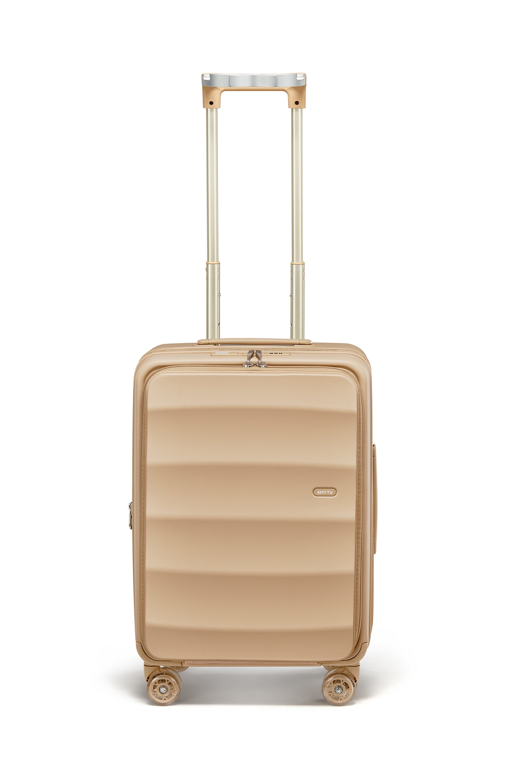 4MYTU Sandstorm Tank Carry-On suitcase with sleek design and durable wheels.