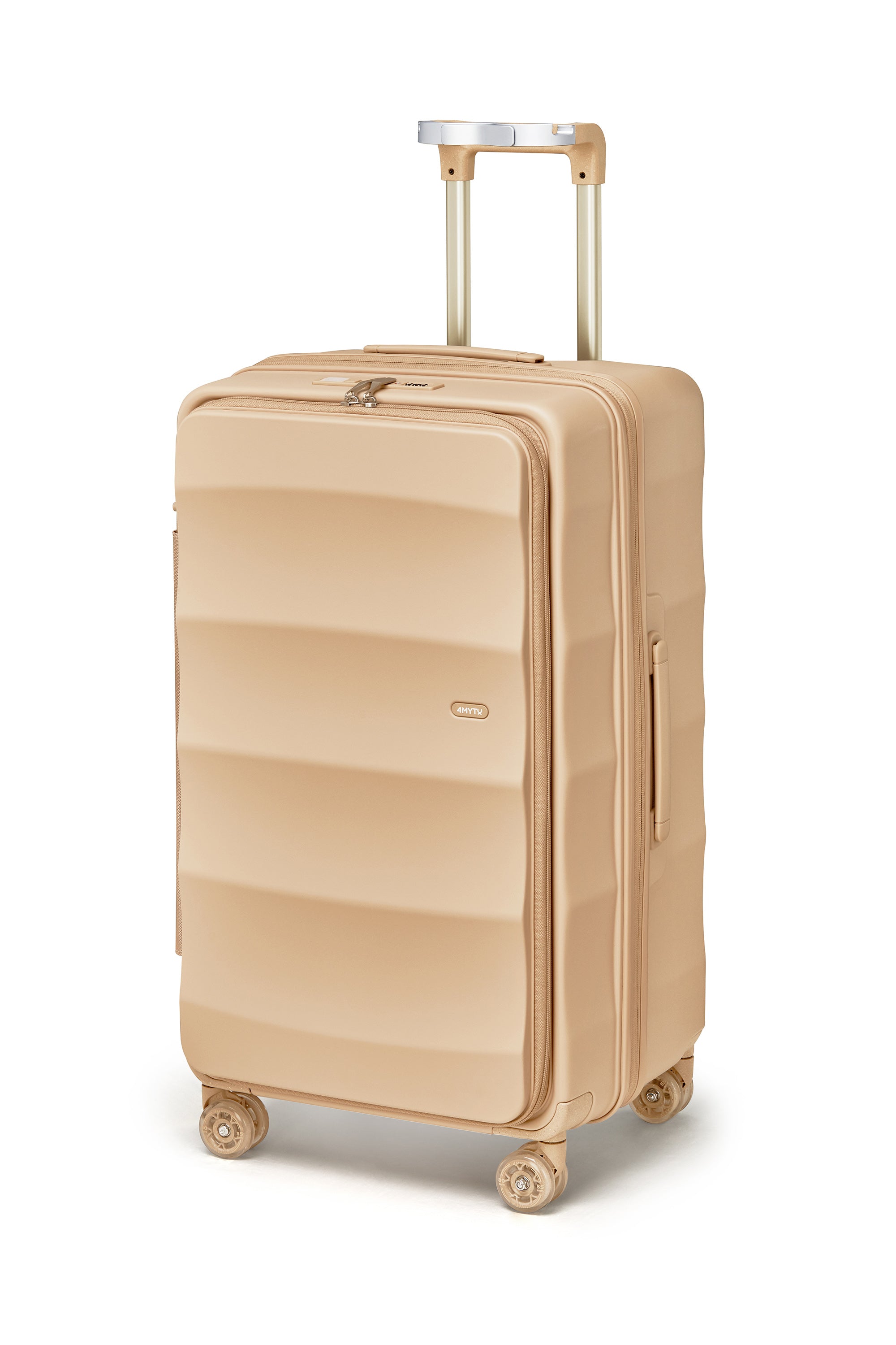 4MYTU Sandstorm Tank Suitcase with durable wheels for stylish travel.