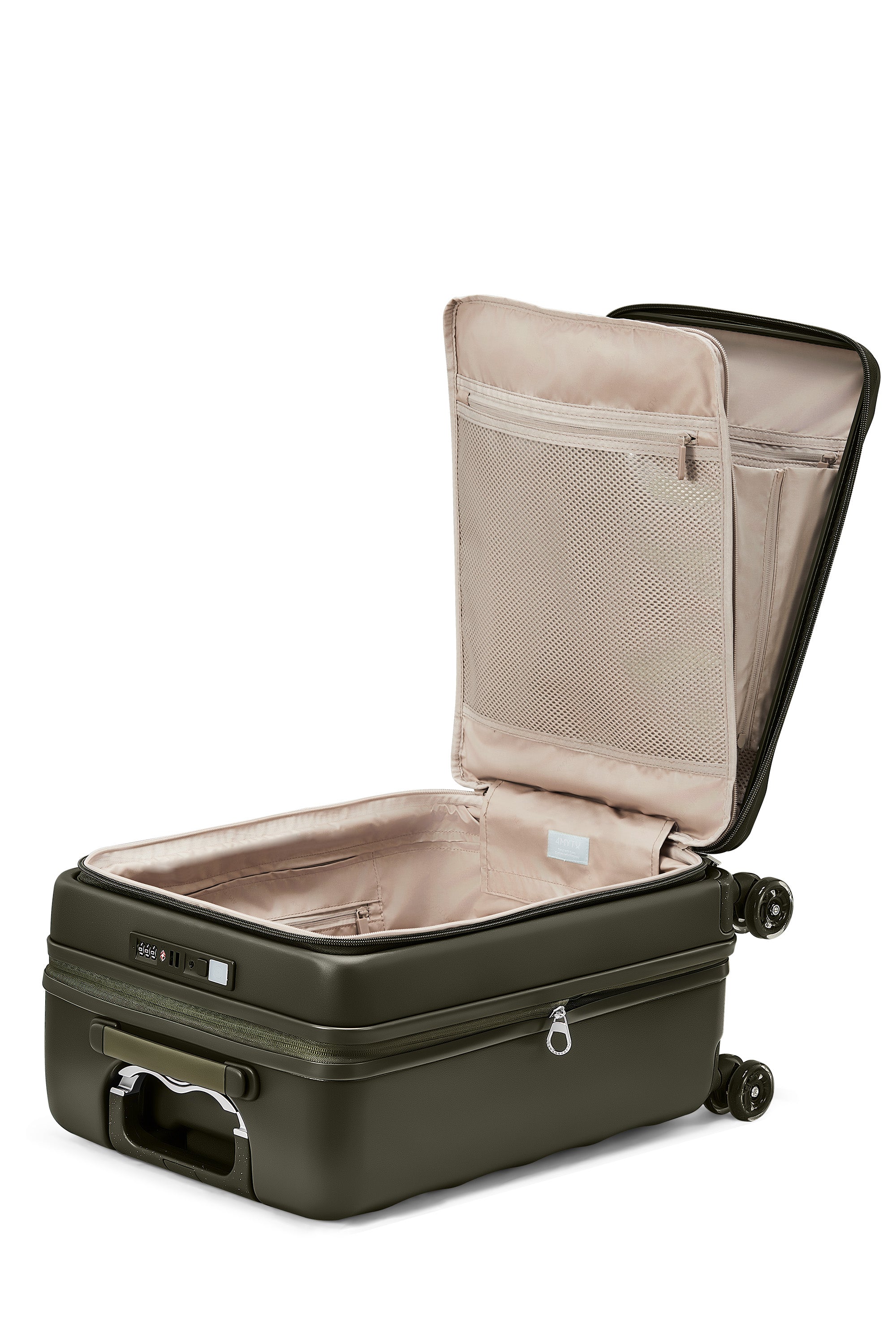 Aspen Green 4MYTU Tank Carry-On luggage with spacious interior and compartments.