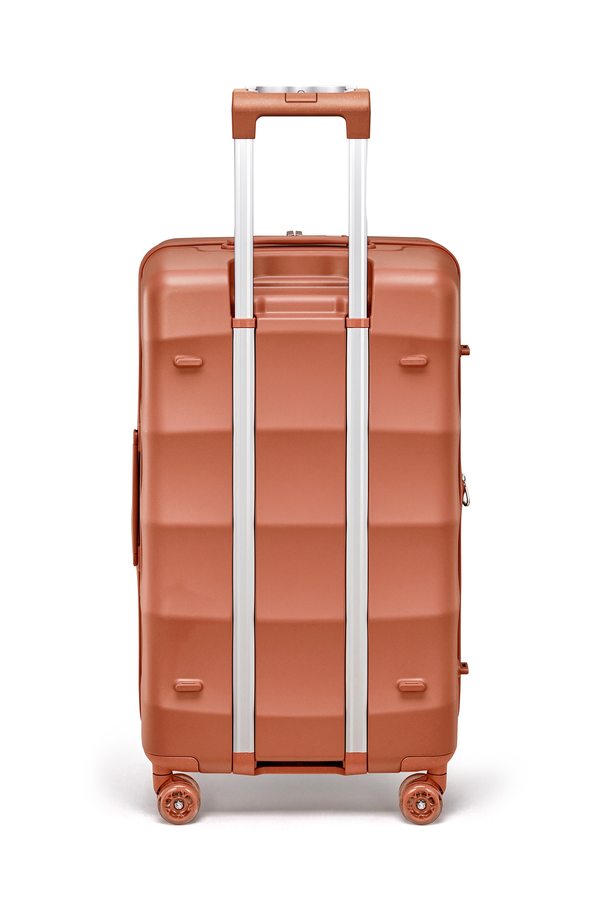 4MYTU Tank Trunk suitcase in copper with smooth-rolling wheels and durable handle.