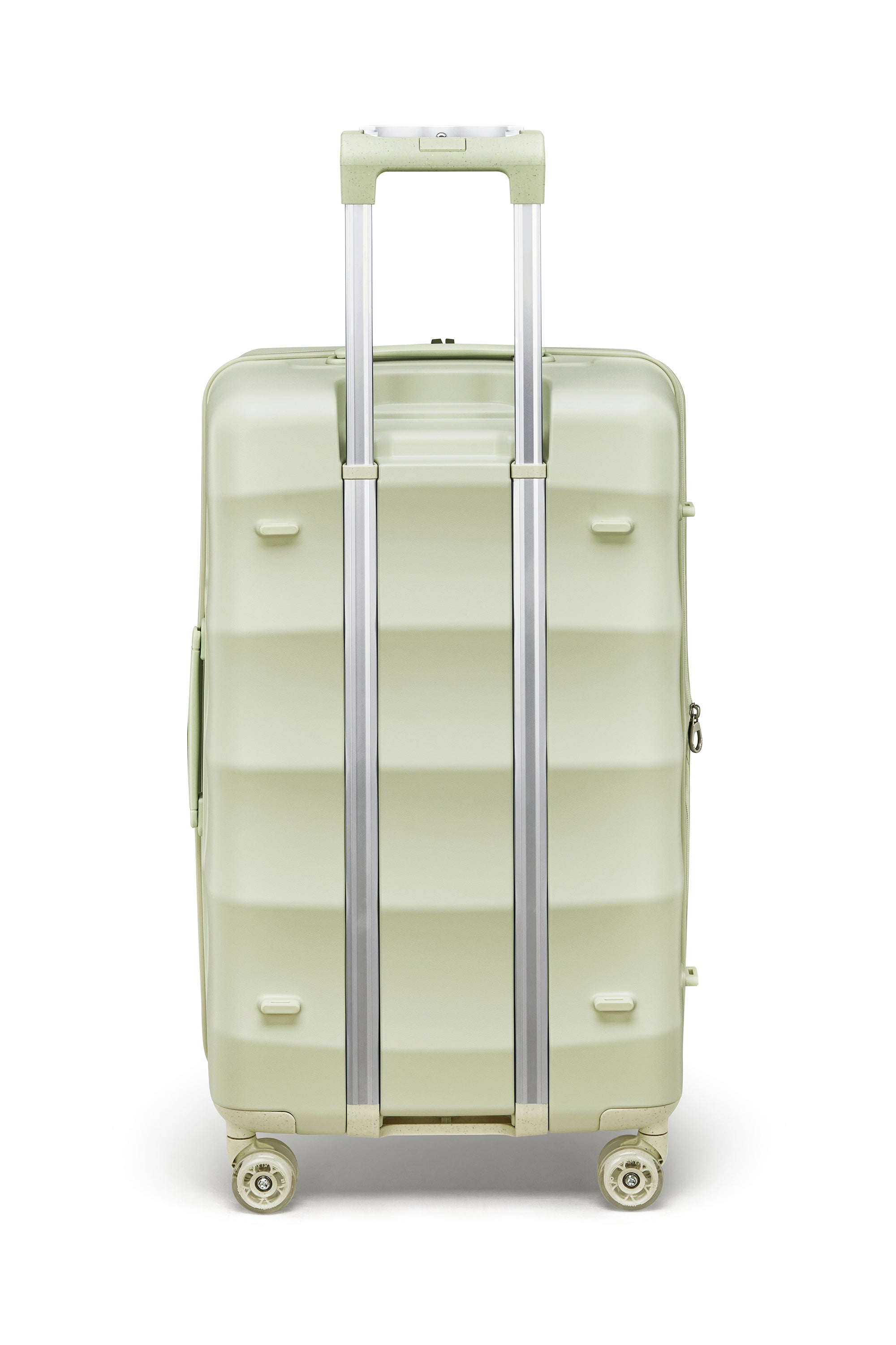 Mint Green Tank Trunk carry-on luggage with sleek design and smooth-rolling wheels.