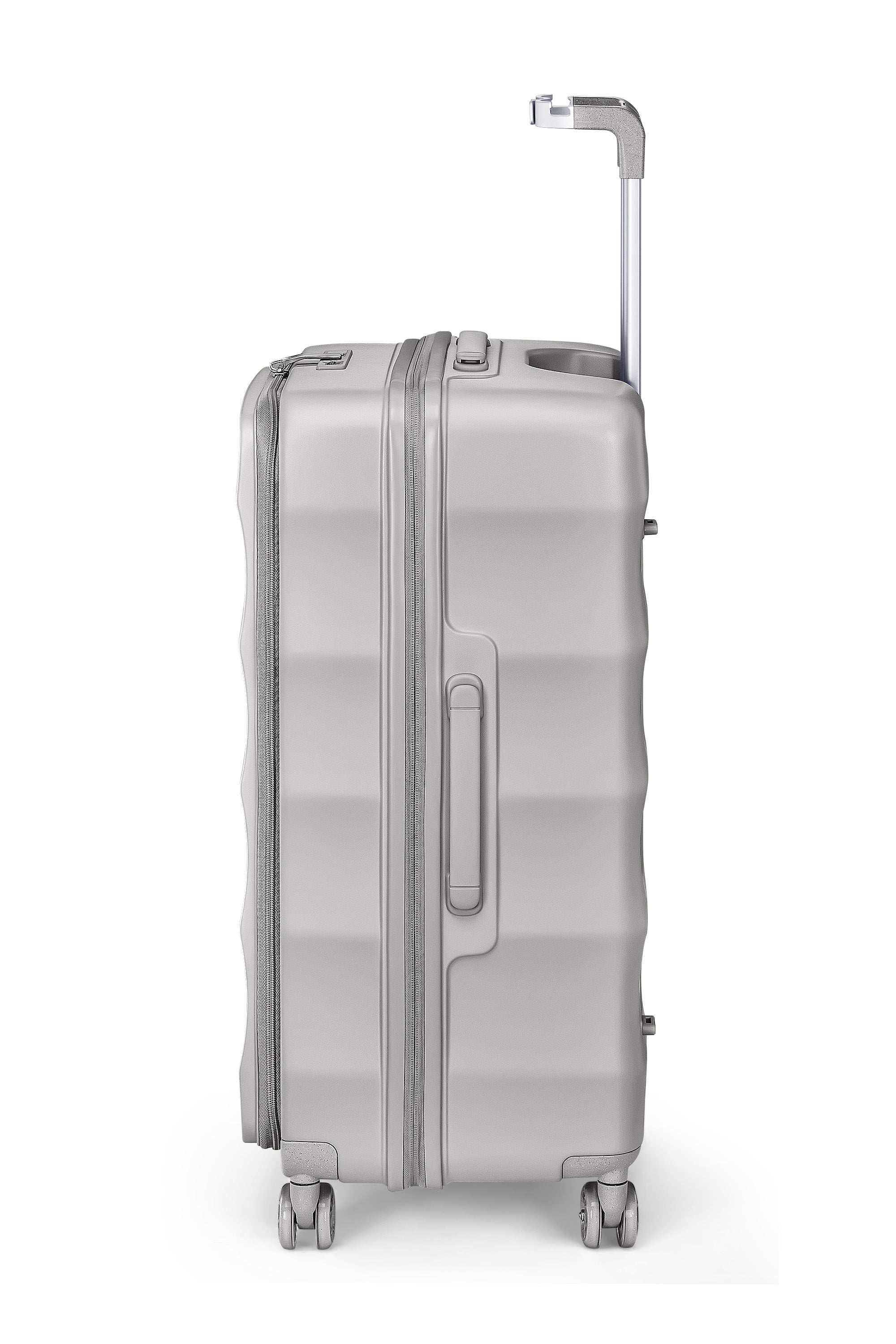 4MYTU Tank Carry-On suitcase in Harbor Mist with smooth dual-bearing wheels and hardshell design.