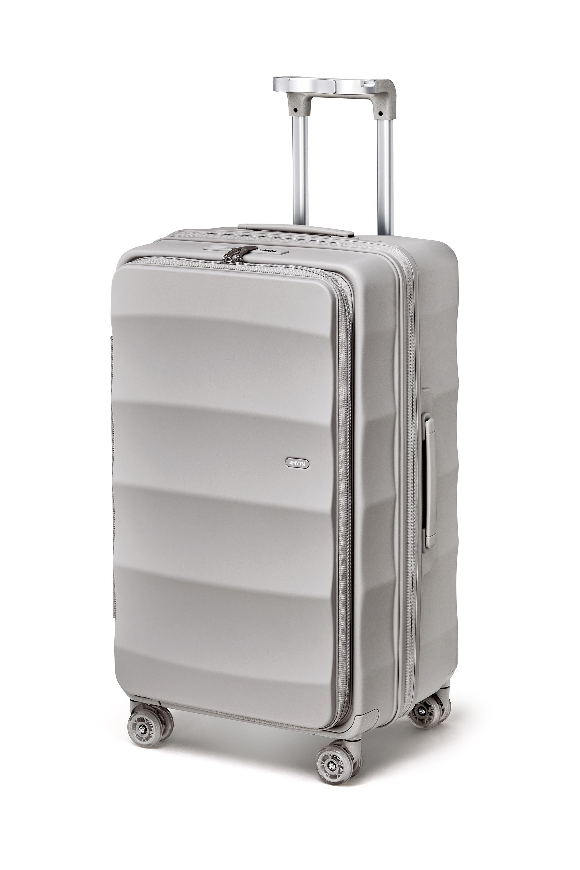 Harbor Mist 4MYTU Tank Carry-On suitcase featuring a sleek hardshell and smooth wheels.