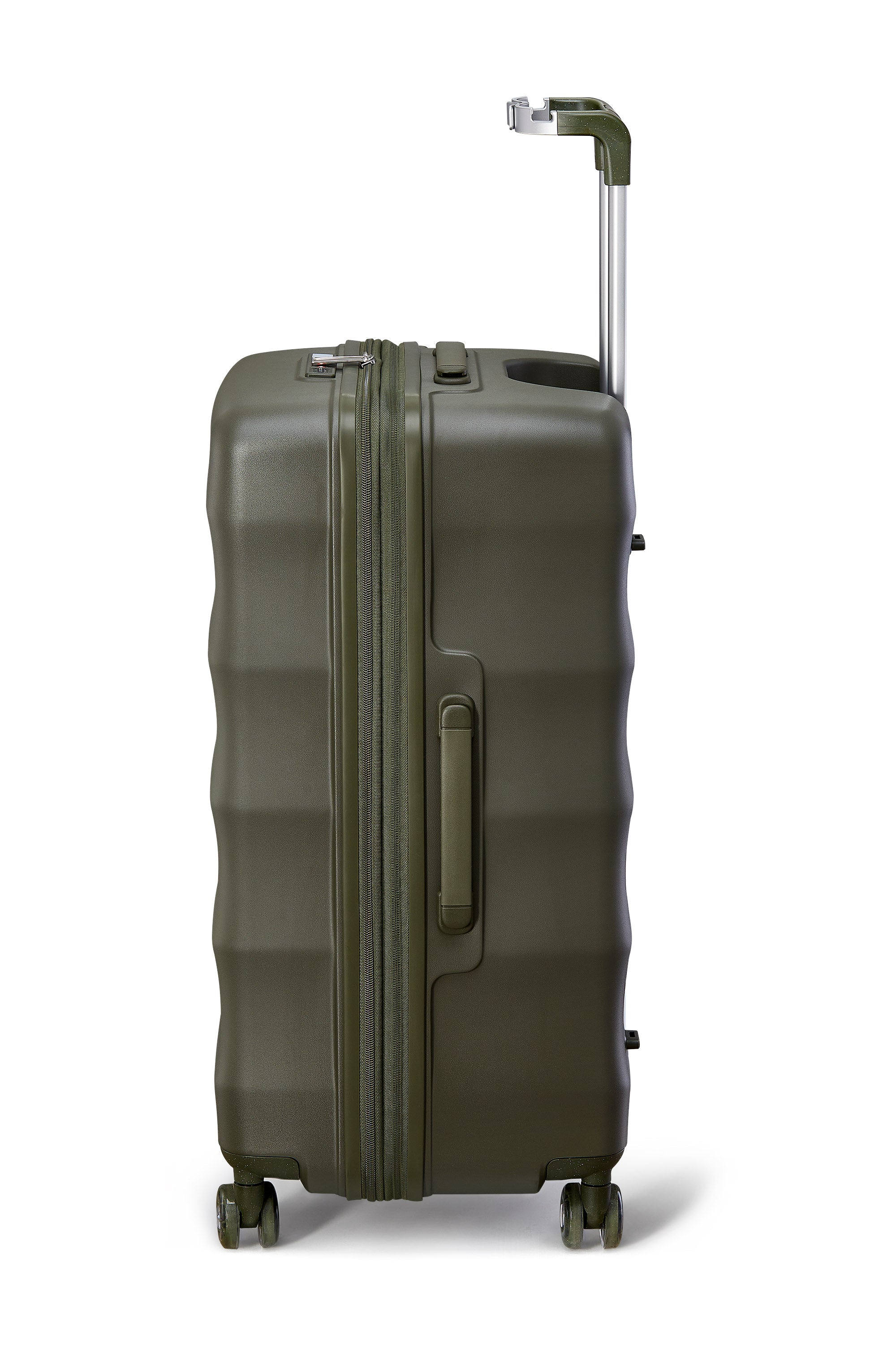 Aspen Green Bigger Tank Carry-On suitcase with durable design and easy maneuverability.