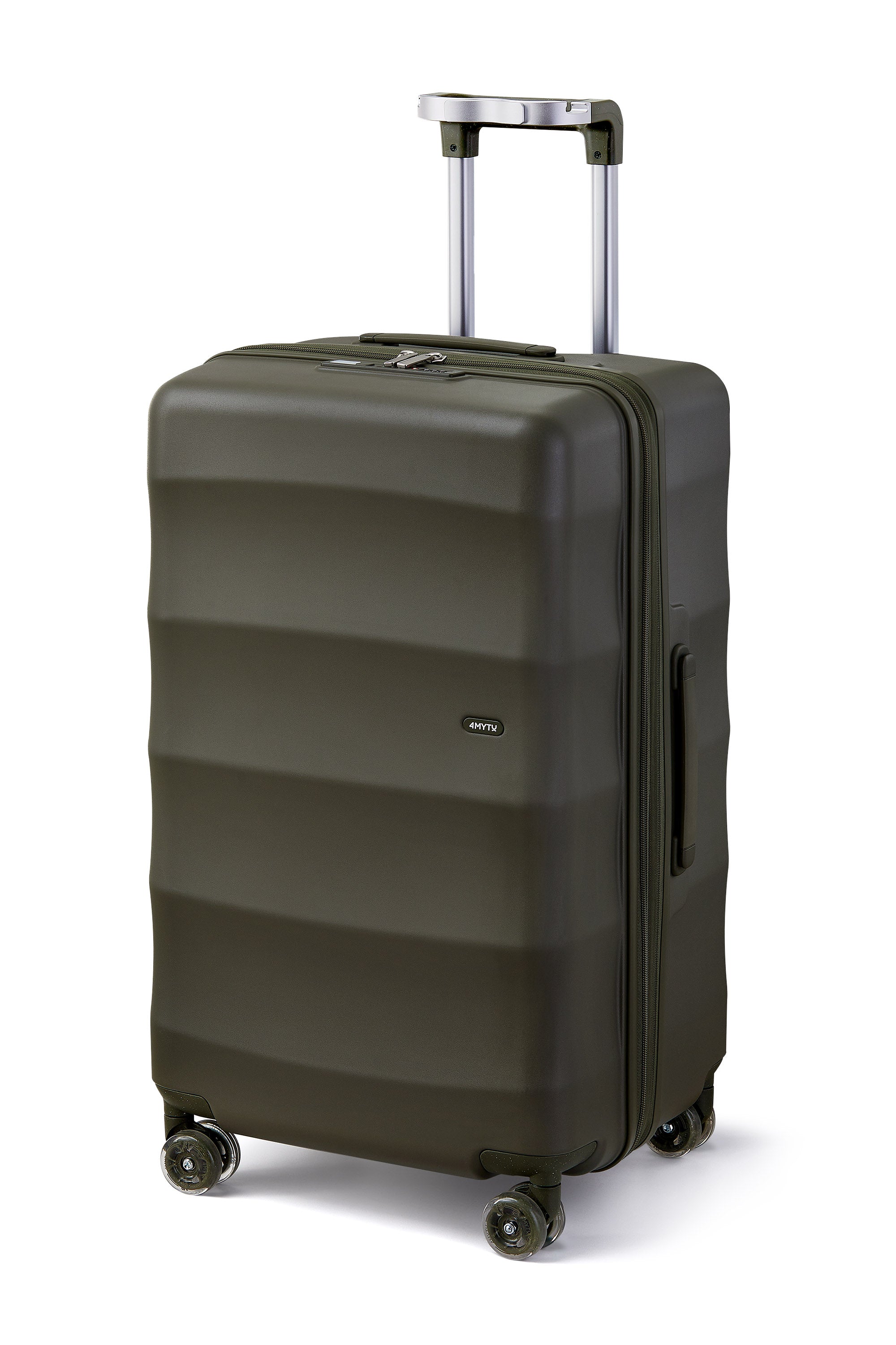 4MYTU Bigger Tank checked suitcase in Aspen Green with durable design and smooth wheels.