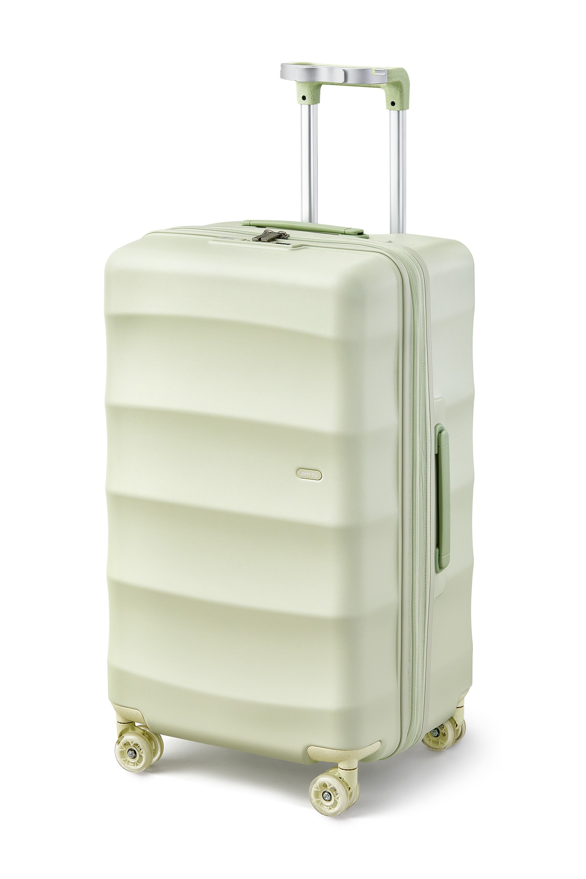 Checked Trunk Luggage with Cup Holder and USB Charger Large Capacity Multifunctional Ultra Quiet Smooth Wheels and Dry and Wet Separation in Mint